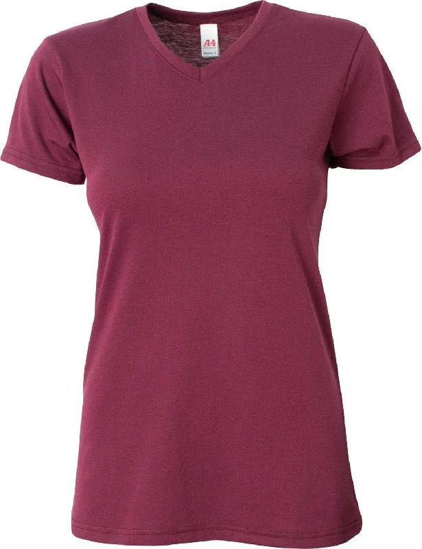 A4 NW3013 Ladies' Softek V-Neck T-Shirt - Maroon