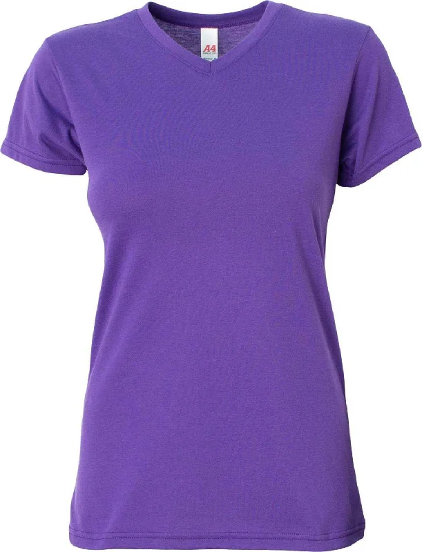 A4 NW3013 Ladies' Softek V-Neck T-Shirt - Purple