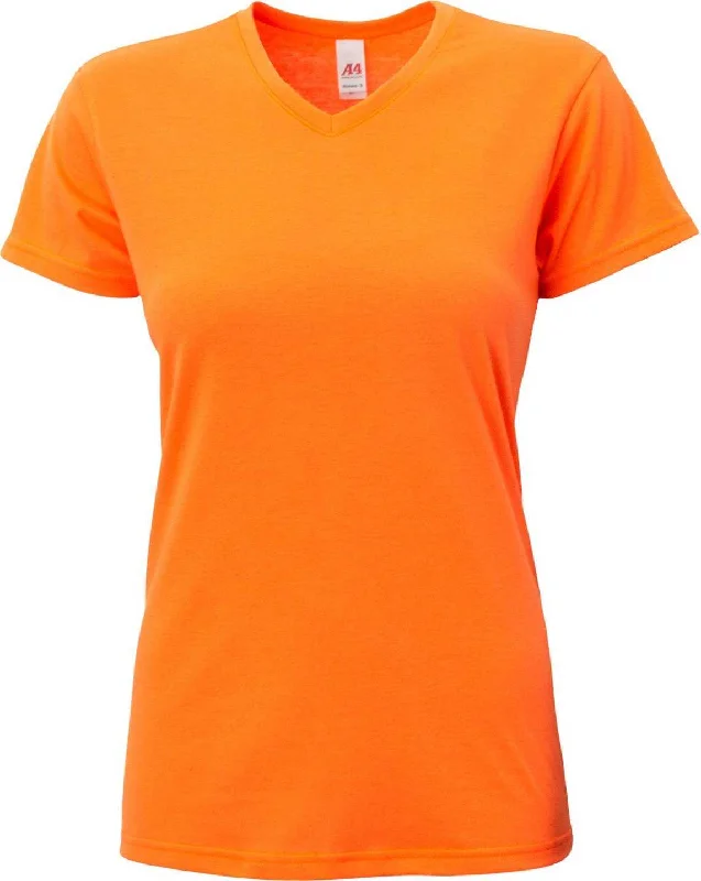 A4 NW3013 Ladies' Softek V-Neck T-Shirt - Safety Orange