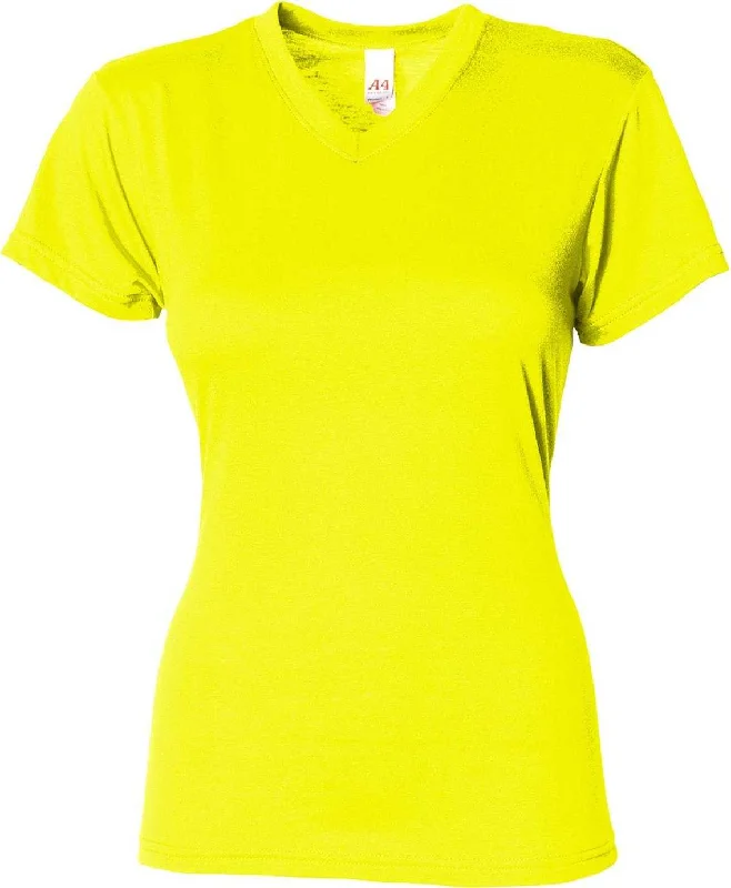 A4 NW3013 Ladies' Softek V-Neck T-Shirt - Safety Yellow