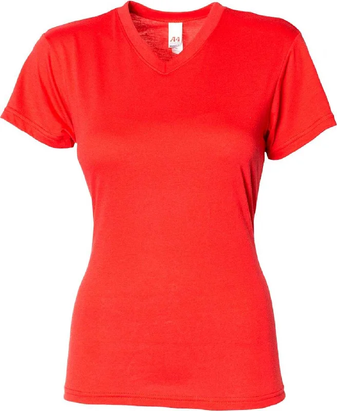 A4 NW3013 Ladies' Softek V-Neck T-Shirt - Scarlet