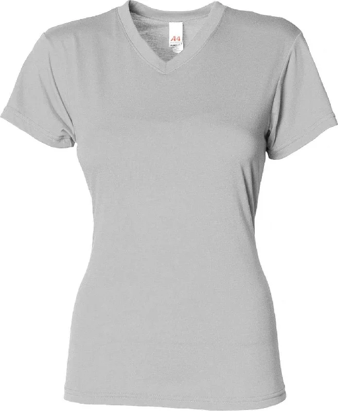 A4 NW3013 Ladies' Softek V-Neck T-Shirt - Silver