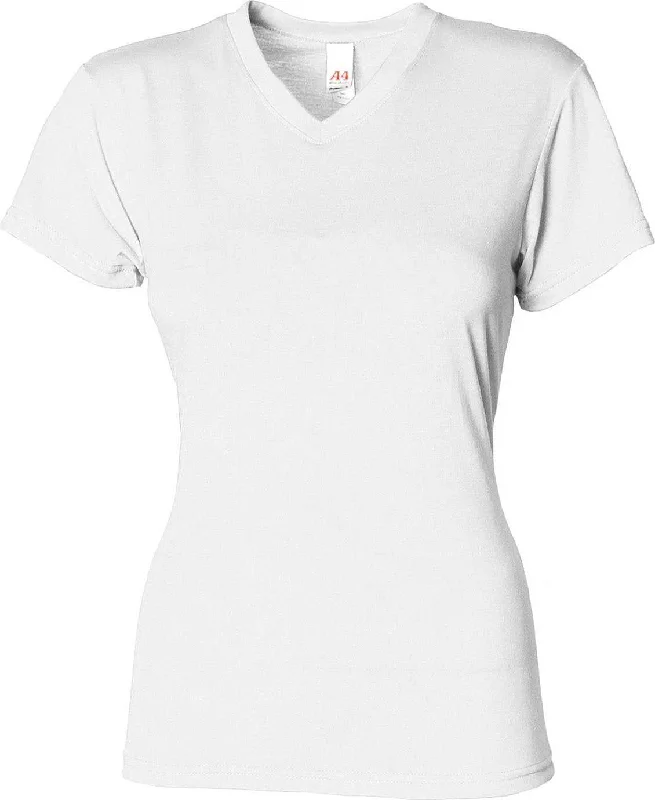 A4 NW3013 Ladies' Softek V-Neck T-Shirt - White