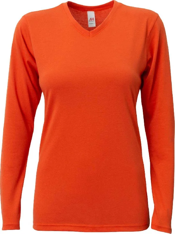 A4 NW3029 Ladies' Long-Sleeve Softek V-Neck T-Shirt - Athletic Orange