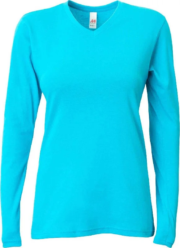 A4 NW3029 Ladies' Long-Sleeve Softek V-Neck T-Shirt - Electric Blue