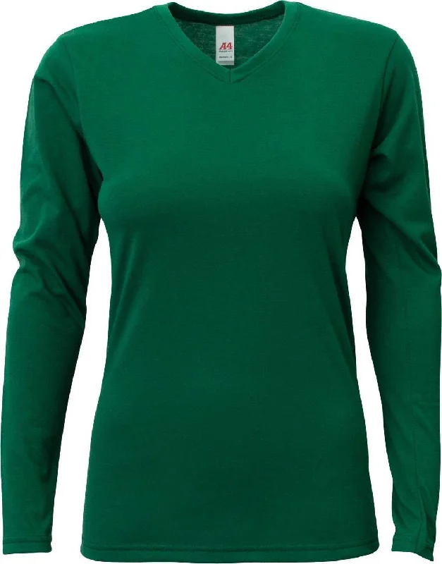 A4 NW3029 Ladies' Long-Sleeve Softek V-Neck T-Shirt - Forest