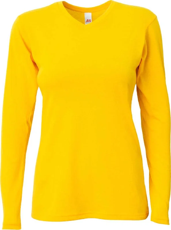 A4 NW3029 Ladies' Long-Sleeve Softek V-Neck T-Shirt - Gold