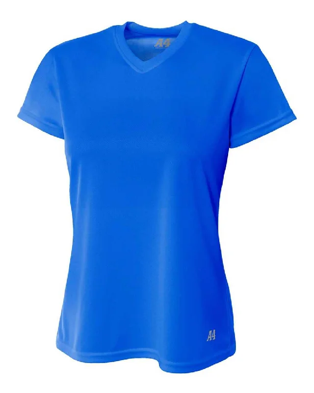 A4 NW3254 Women's Short Sleeve V-Neck Birds Eye Mesh Tee - Royal