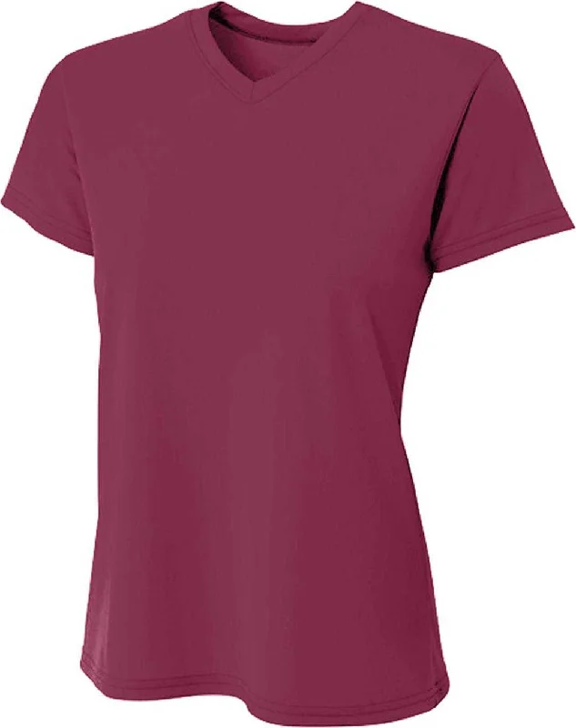 A4 NW3402 Ladies' Sprint Performance V-Neck T-Shirt - Maroon