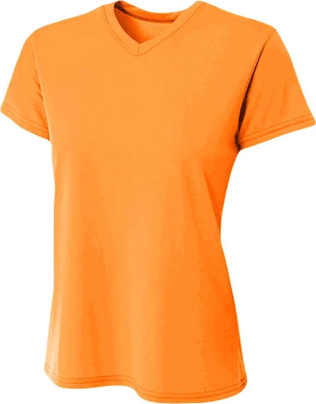 A4 NW3402 Ladies' Sprint Performance V-Neck T-Shirt - Safety Orange