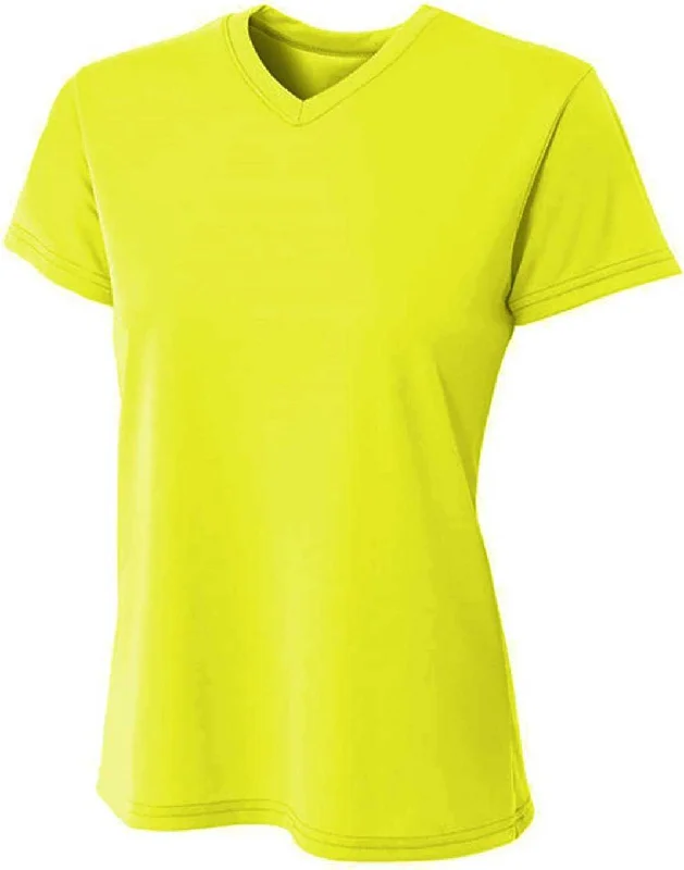 A4 NW3402 Ladies' Sprint Performance V-Neck T-Shirt - Safety Yellow