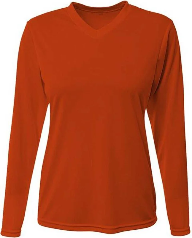 A4 NW3425 Ladies' Long-Sleeve Sprint V-Neck T-Shirt - Athletic Orange