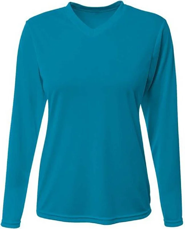 A4 NW3425 Ladies' Long-Sleeve Sprint V-Neck T-Shirt - Electric Blue