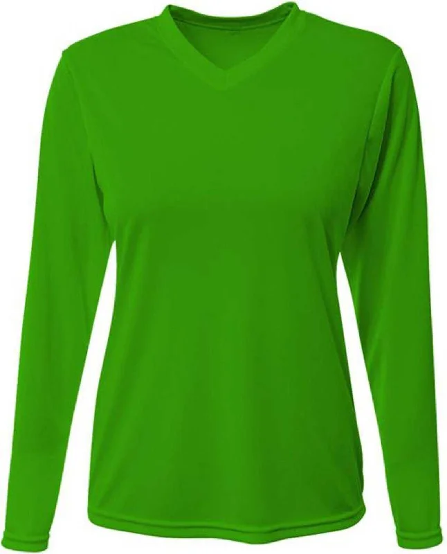 A4 NW3425 Ladies' Long-Sleeve Sprint V-Neck T-Shirt - Kelly