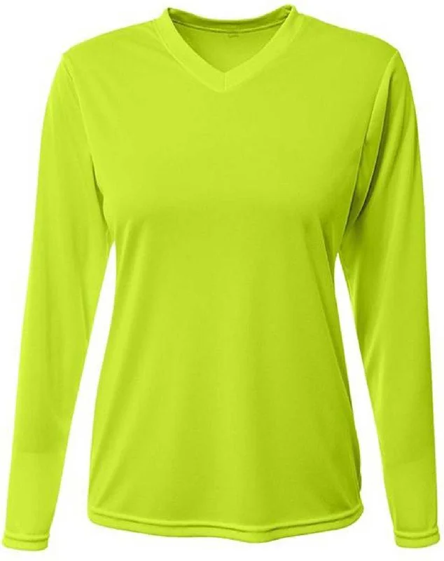 A4 NW3425 Ladies' Long-Sleeve Sprint V-Neck T-Shirt - Lime