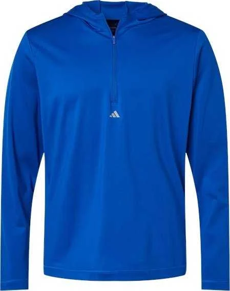 Adidas A596 Lightweight Performance Quarter-Zip Hooded Pullover - Collegiate Royal