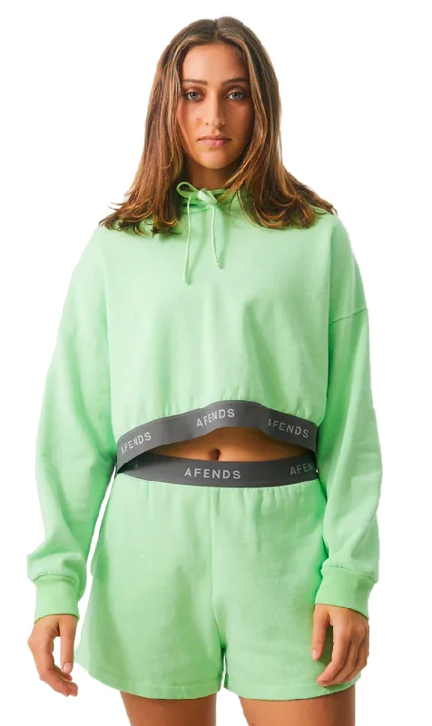 Afends Homebase Hemp Ladies Cropped Hoodie Lime Green