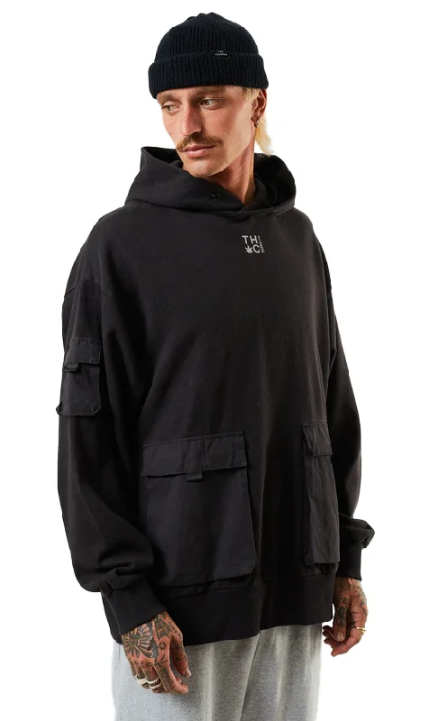 Afends House Arrest Hemp Mens Hoodie Faded Black