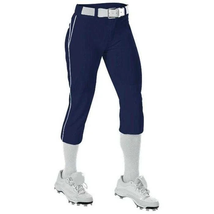 Alleson Athletic 625PBW Women's Belted Fastpitch Pant - Navy White