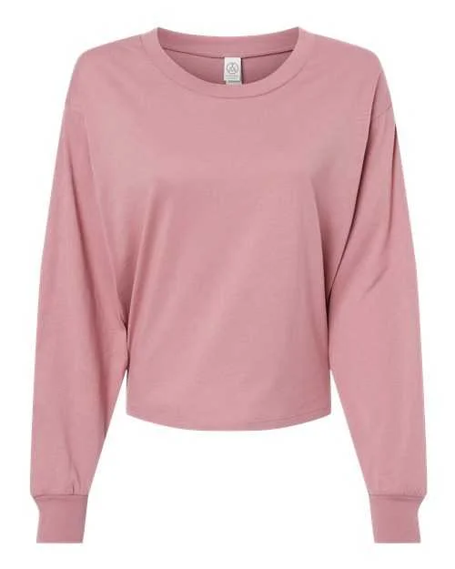 Alternative 1176 Women's Cotton Jersey Long Sleeve Crop Tee - Whiskey Rose