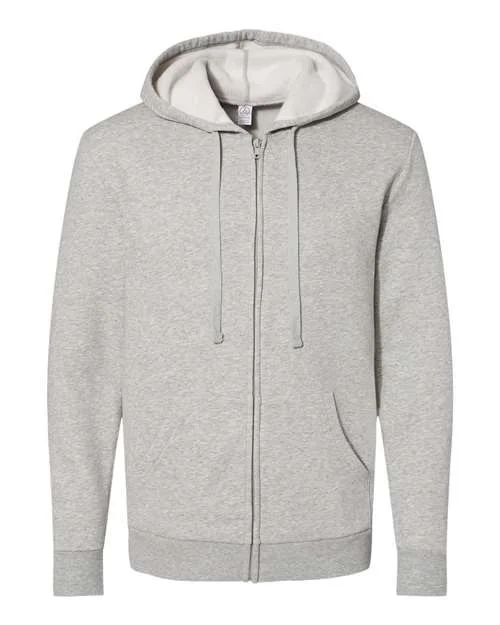 Alternative 8805PF Eco-Cozy Fleece Zip Hoodie - Heather Grey