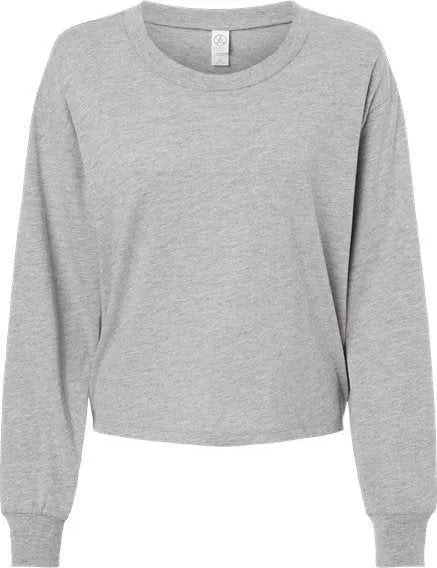 Alternative Apparel 1176CV Women's Cotton Jersey CVC Long Sleeve Crop Tee - Heather Gray