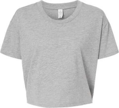 Alternative Apparel 5114CV Women's Cotton Jersey CVC Go-To Headliner Crop Tee - Heather Gray