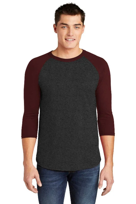 American Apparel BB453W Poly-Cotton 3/4-Sleeve Raglan T-Shirt - Heather Black Truffle