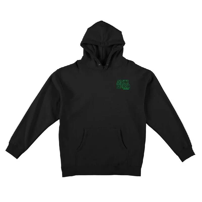 Anti Hero Hoody Lil Black Hero Outline Emb - Black / Green