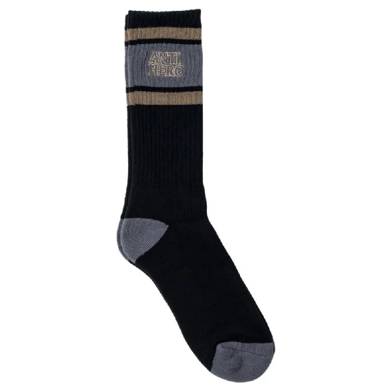 Anti Hero Socks Blackhero Outline Emb Black / Bronze / Charcoal - O/S