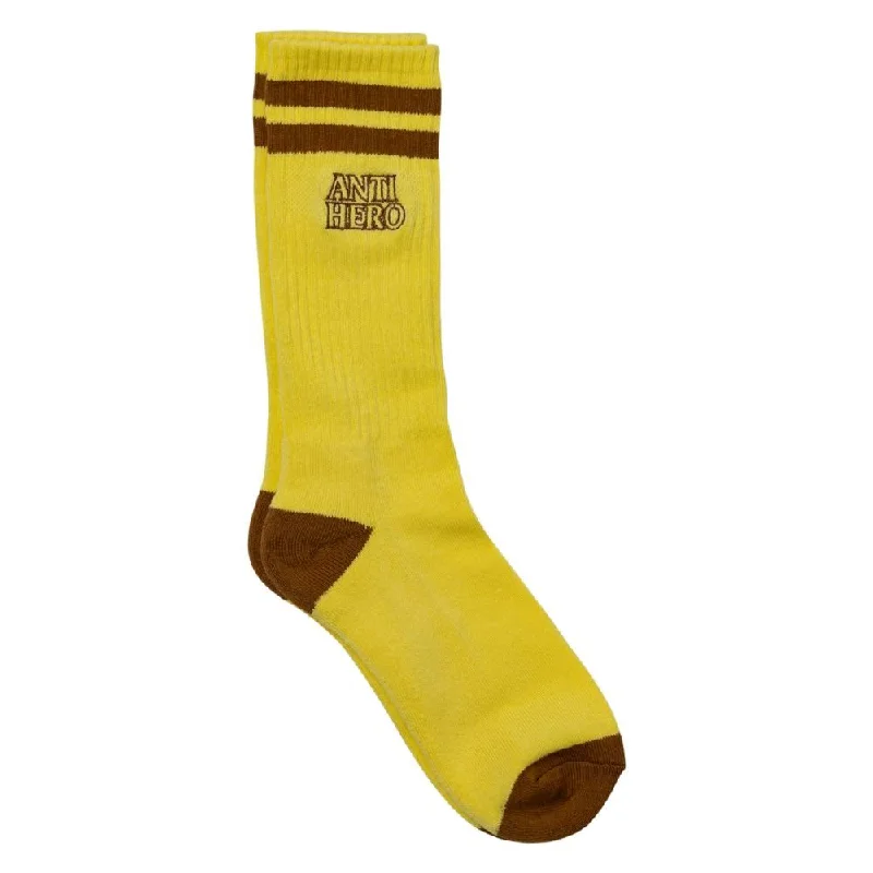 Anti Hero Socks Blackhero Outline Emb Pale Yellow / Brown - O/S