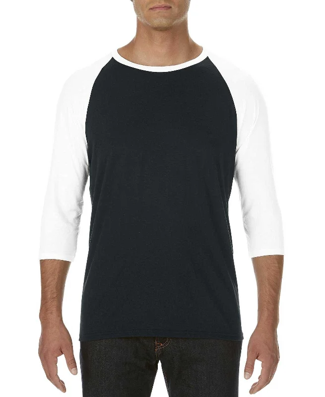 Anvil AN6755 Tri-Blend 3/4-Sleeve Raglan Tee - Black/White