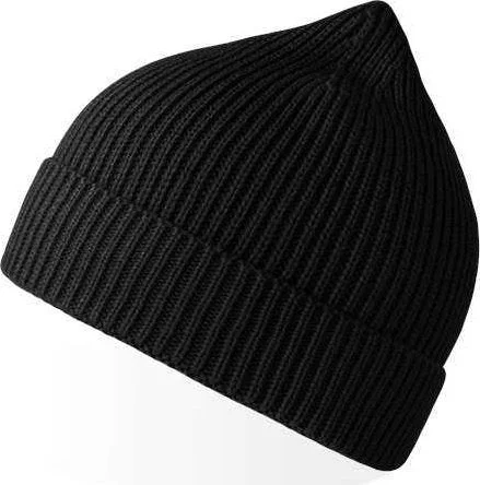 Atlantis Headwear Andy - Sustainable Fine Rib Knit Beanie - Black