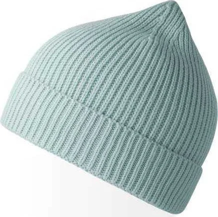 Atlantis Headwear Andy - Sustainable Fine Rib Knit Beanie - Light Blue