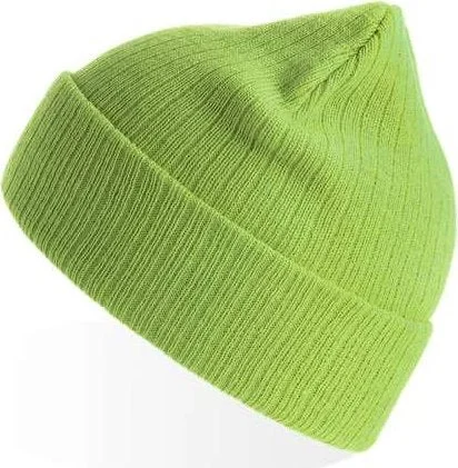 Atlantis Headwear Riob - Sustainable Rib Knit Beanie - Acid Green