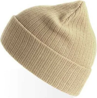 Atlantis Headwear Riob - Sustainable Rib Knit Beanie - Light Beige