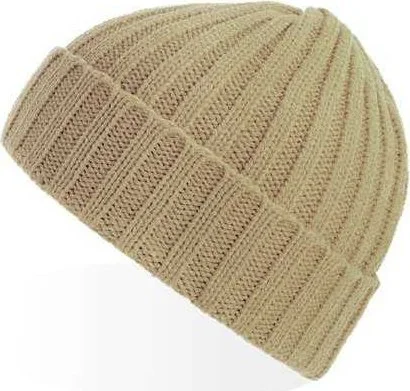 Atlantis Headwear Shore - Sustainable Cable Knit Beanie - Light Beige