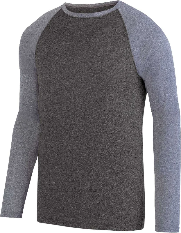 Augusta 2815 Kinergy Two Color Long Sleeve Raglan Tee - Black Heather Athletic Heather