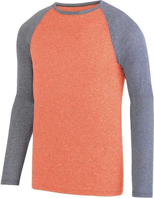 Augusta 2815 Kinergy Two Color Long Sleeve Raglan Tee - Orange Heather Graphite Heather