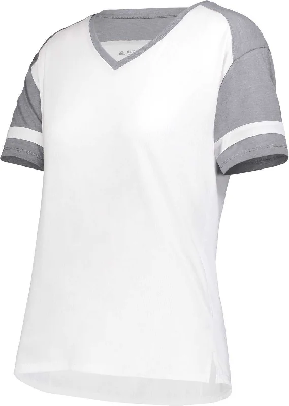 Augusta 2914 Ladies Fanatic 2.0 Tee - White Gray Heather