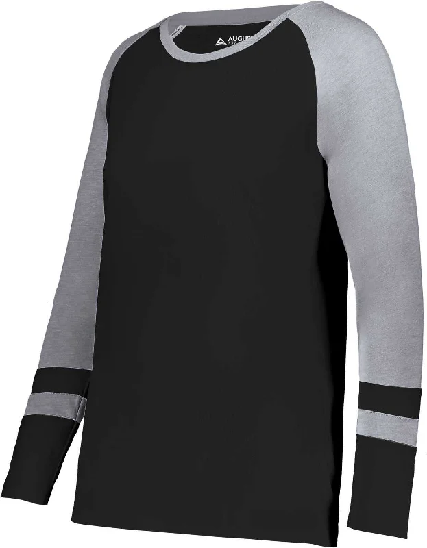 Augusta 2917 Ladies Fanatic 2.0 Long Sleeve Tee - Black Gray Heather