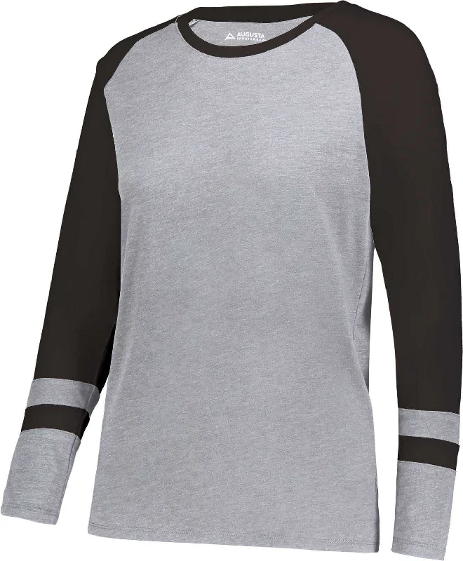 Augusta 2917 Ladies Fanatic 2.0 Long Sleeve Tee - Gray Heather Black