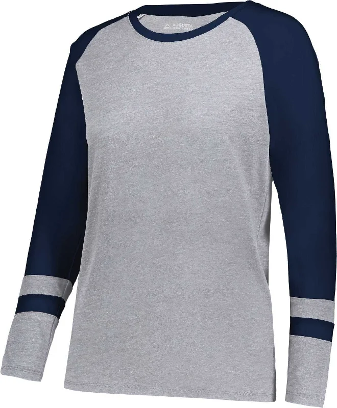 Augusta 2917 Ladies Fanatic 2.0 Long Sleeve Tee - Gray Heather Navy