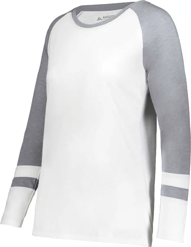 Augusta 2917 Ladies Fanatic 2.0 Long Sleeve Tee - White Gray Heather