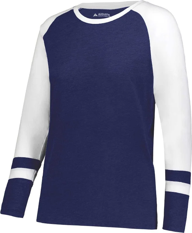 Augusta 2918 Girls Fanatic 2.0 Long Sleeve Tee - Navy White