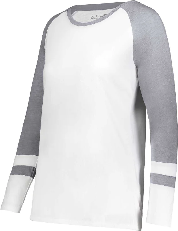 Augusta 2918 Girls Fanatic 2.0 Long Sleeve Tee - White Gray Heather