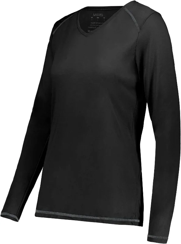 Augusta 6847 Ladies Super Soft-Spun Poly Long Sleeve Tee - Black