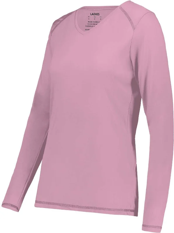 Augusta 6847 Ladies Super Soft-Spun Poly Long Sleeve Tee - Dusty Rose