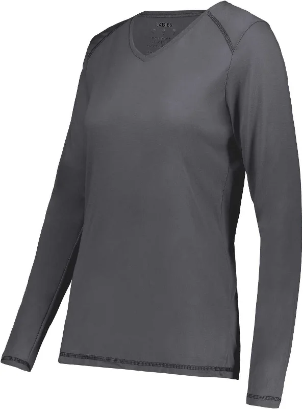 Augusta 6847 Ladies Super Soft-Spun Poly Long Sleeve Tee - Iron