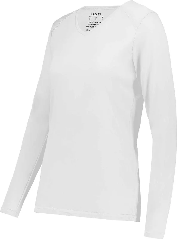 Augusta 6847 Ladies Super Soft-Spun Poly Long Sleeve Tee - White